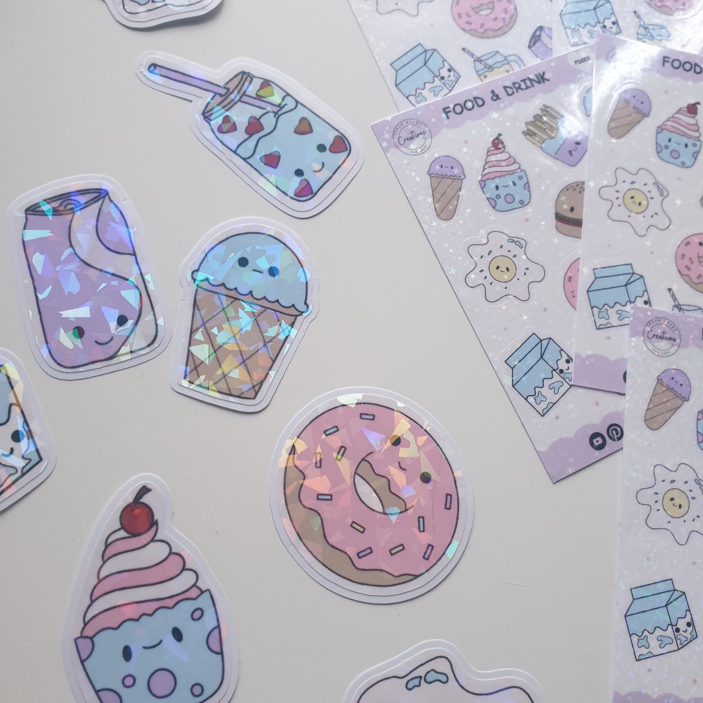 Cute Kawaii Holographic Ice Lolly Die Cut Stickers -  Adorable Kawaii Decorative Handmade Stickers