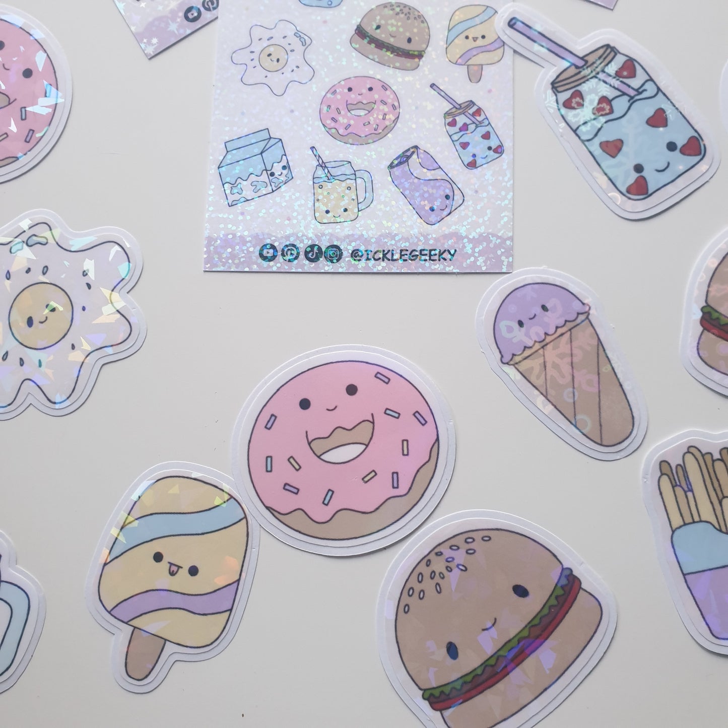 Cute Kawaii Holographic Ice Lolly Die Cut Stickers -  Adorable Kawaii Decorative Handmade Stickers