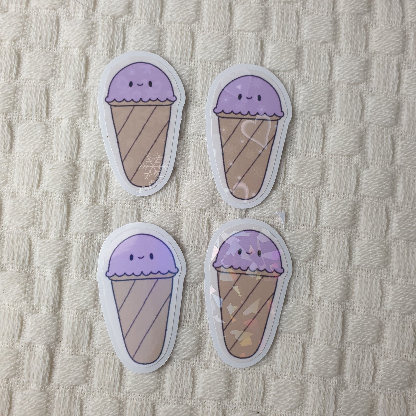 Cute Kawaii Holographic Ice Cream Cone Die Cut Stickers