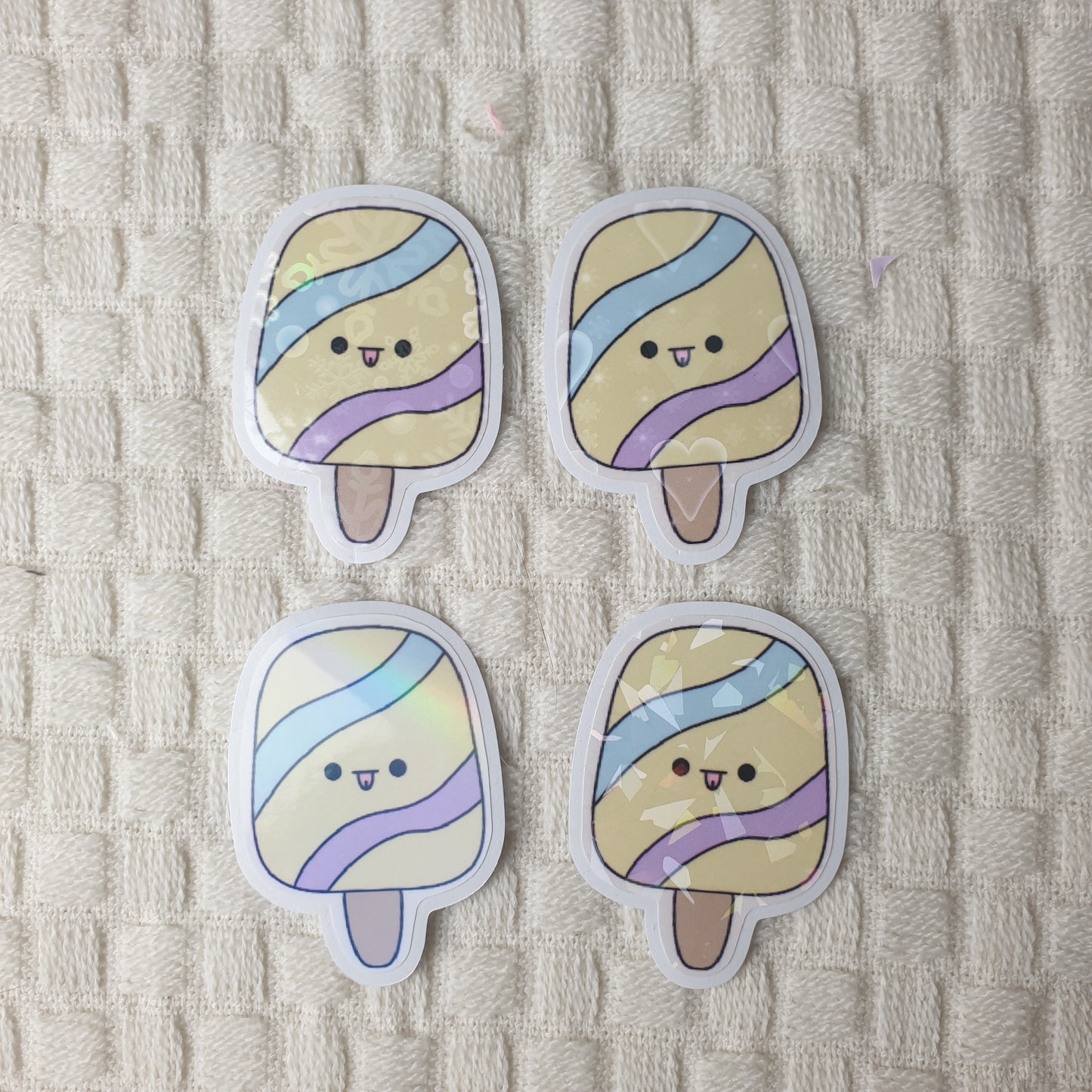 Cute Kawaii Holographic Ice Lolly Die Cut Stickers -  Adorable Kawaii Decorative Handmade Stickers