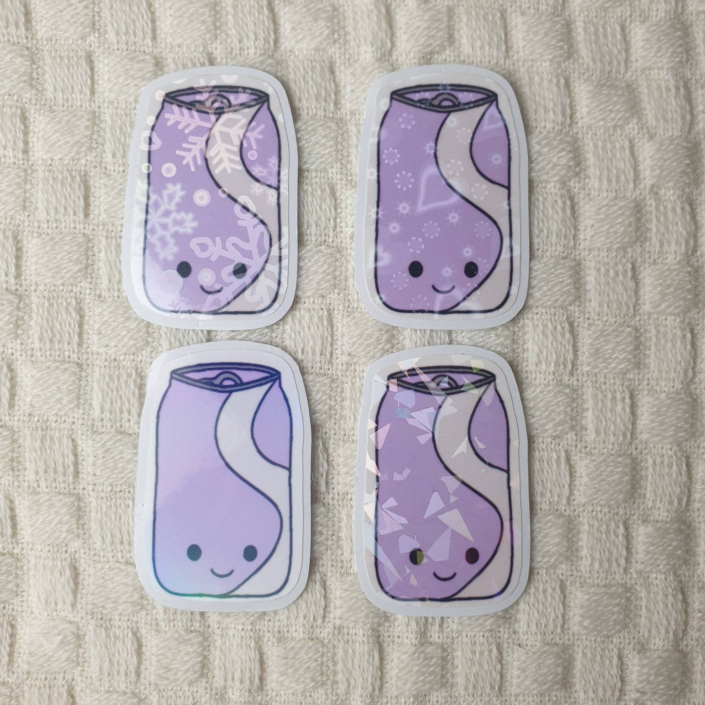 Cute Kawaii Holographic Soda Can Die Cut Stickers -  Adorable Kawaii Decorative Handmade Stickers