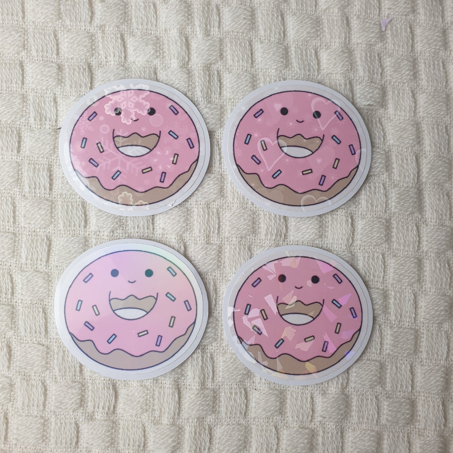 Cute Kawaii Holographic Doughnut Die Cut Stickers -  Adorable Kawaii Decorative Handmade Stickers