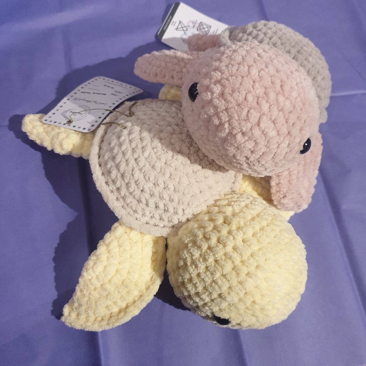 Pink & Tan Crochet Turtle Plushie *Handmade & Ready to ship*